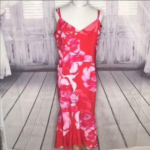 City chic red floral dress